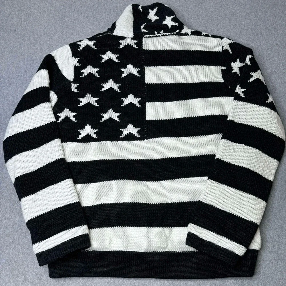 VINTAGE RARE Uncle Ralph UR-801 Men's Button Up Quilted Jacket Allover Flag Sz L